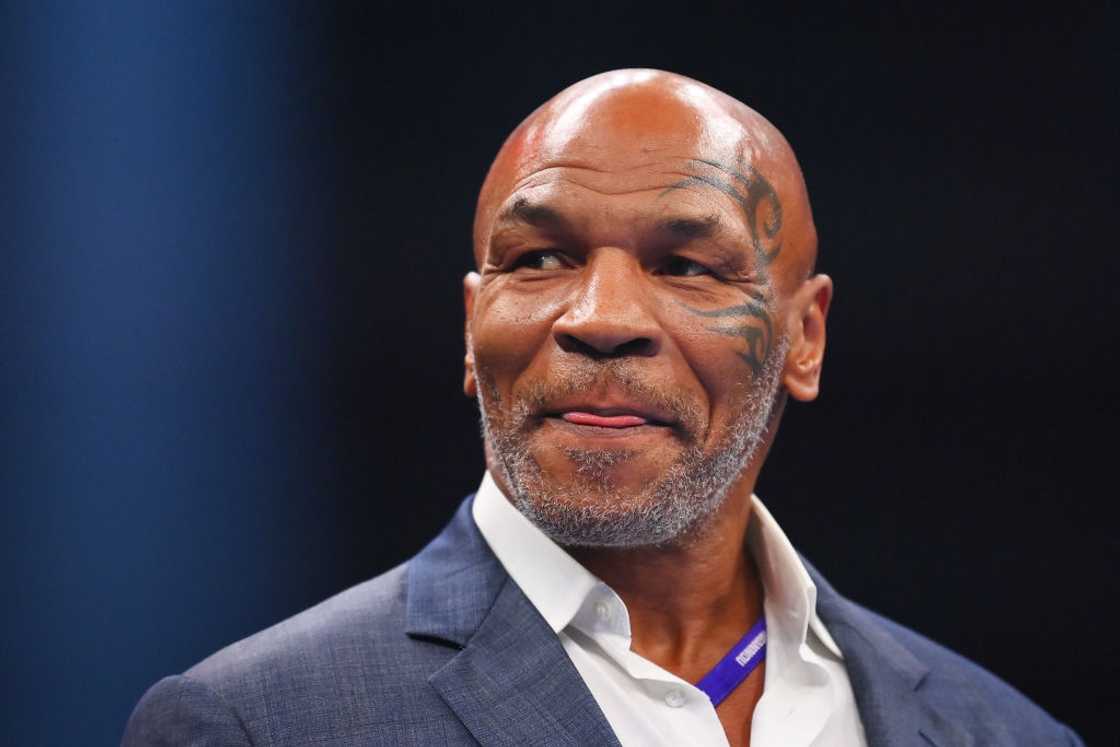 Mike Tyson looks on prior to the Heavyweight fight between Tyson Fury and Francis Ngannou