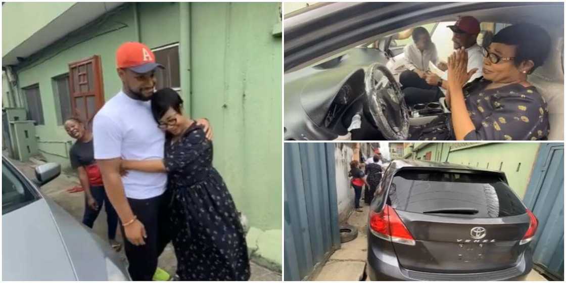 Actor Alex Ekubo gives his mum a brand new car. Actor Alex Ekubo gives his mum a brand new car.