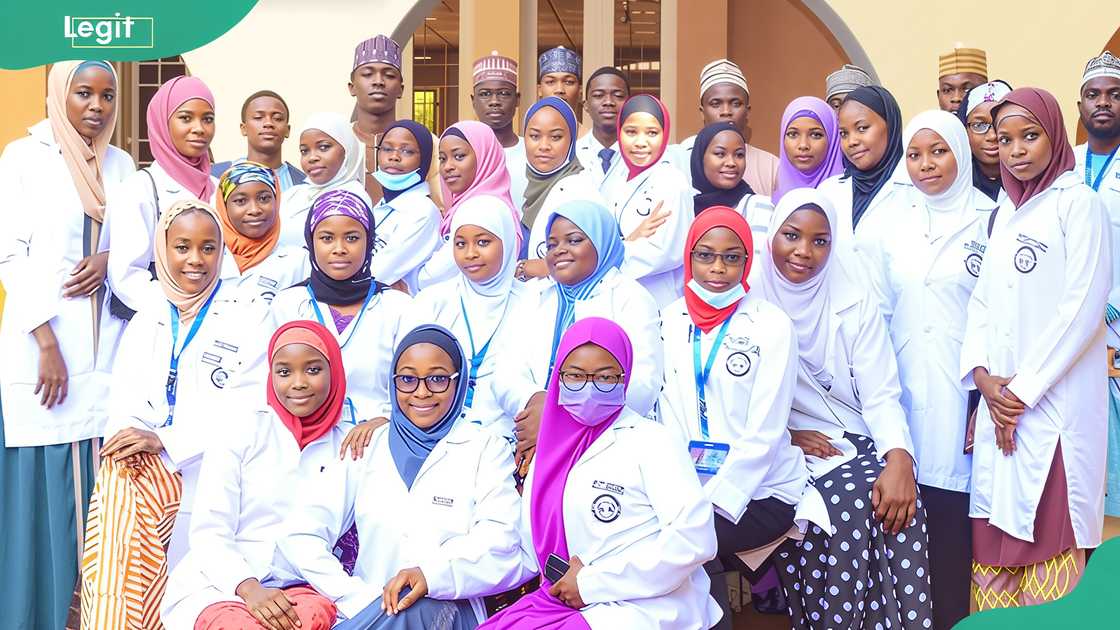 A group of FUHSA students parade for a group photo A group of FUHSA students parade for a group photo