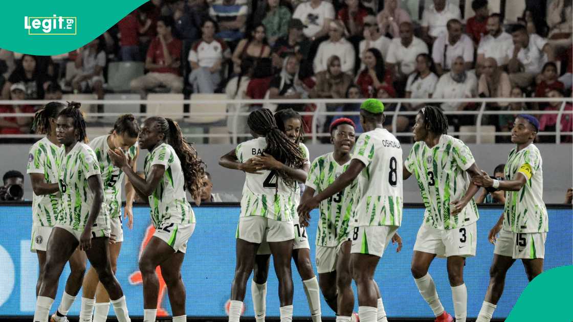 Asisat Oshoala, Deborah Abiodun, Esther Okoronkwo, Super Falcons, Nigeria. Asisat Oshoala, Deborah Abiodun, Esther Okoronkwo, Super Falcons, Nigeria.