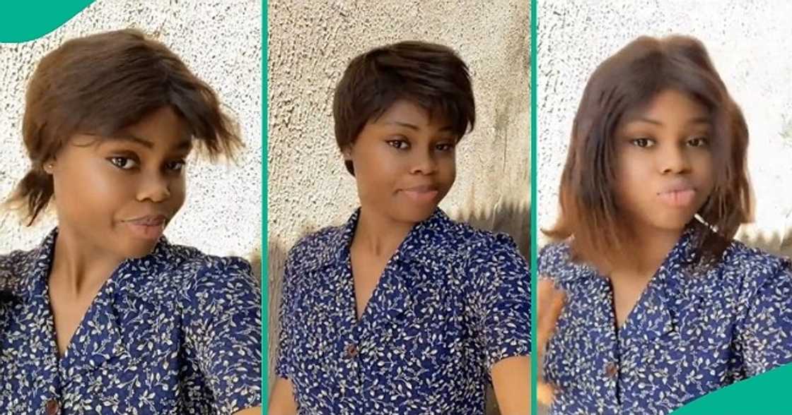 Lady shows off wigs from boyfriend