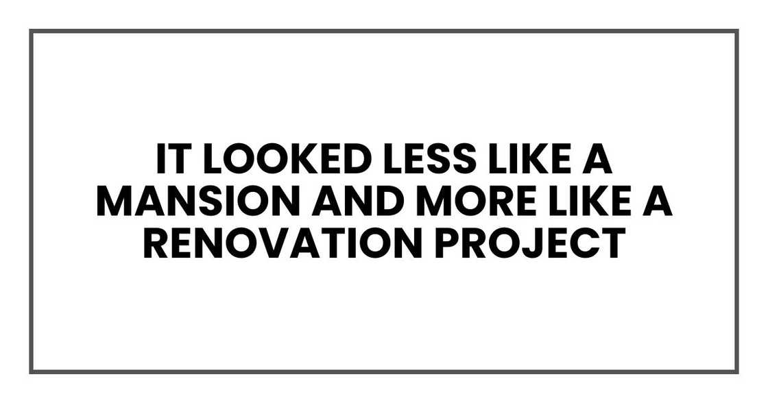 It looked less like a mansion and more like a renovation project It looked less like a mansion and more like a renovation project