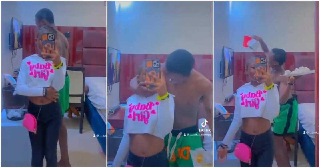 Nigerian boy and girl, hotel room, playing, parents Nigerian boy and girl, hotel room, playing, parents