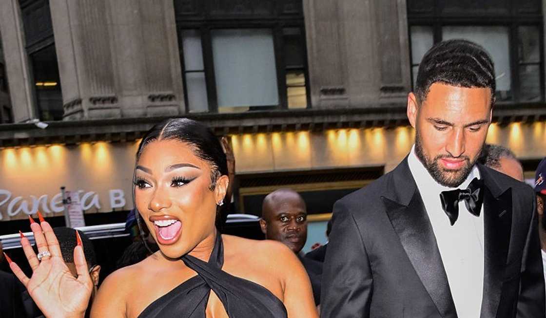 Rapper Megan Thee Stallion and NBA star Klay Thompson Rapper Megan Thee Stallion and NBA star Klay Thompson