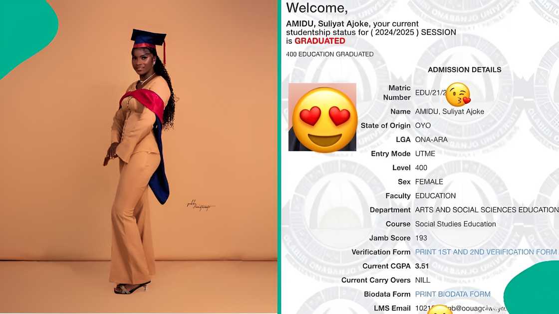 OOU graduate Amidu Suliat Ajoke rises from 2.4 CGPA in 100 level to 3.51 second class upper, shares results and celebrates success on social media.