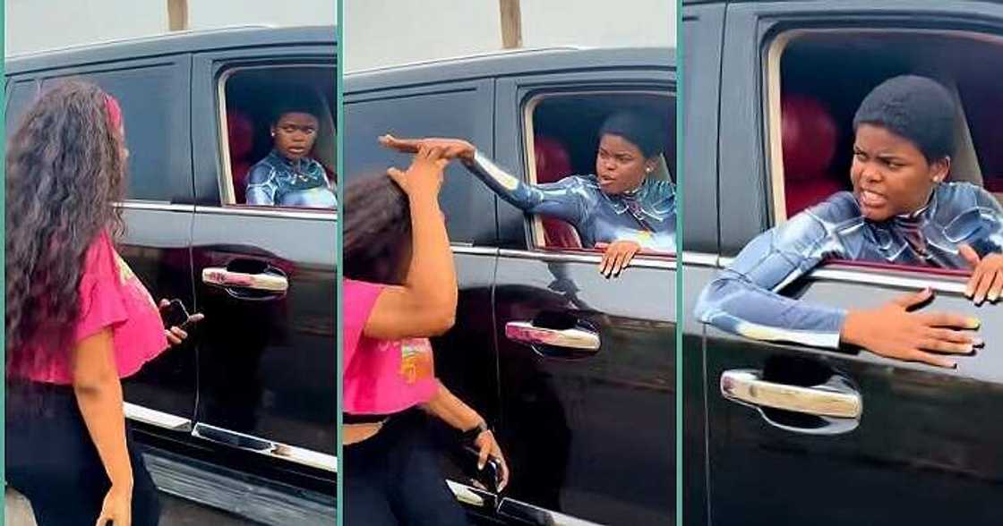 Human AI girl slaps girl who asked her for money Human AI girl slaps girl who asked her for money