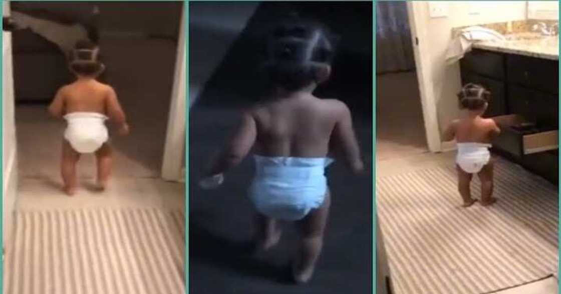 Little girl flees after stealing perfume from mum's drawer Little girl flees after stealing perfume from mum's drawer