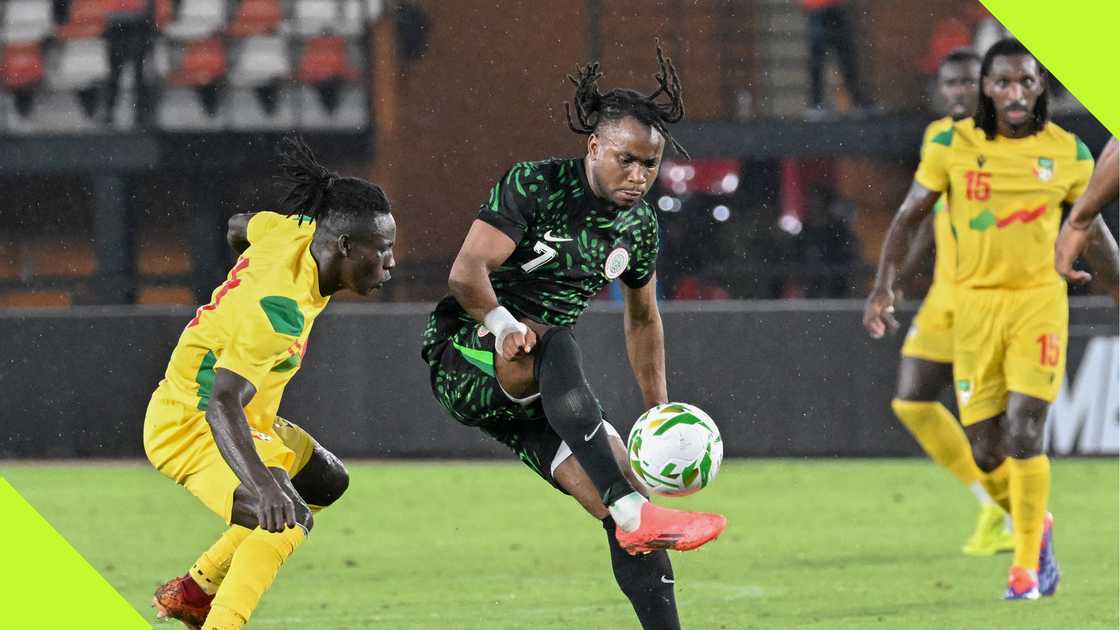Ademola Lookman during the AFCON qualifier between Nigeria and Benin Ademola Lookman during the AFCON qualifier between Nigeria and Benin