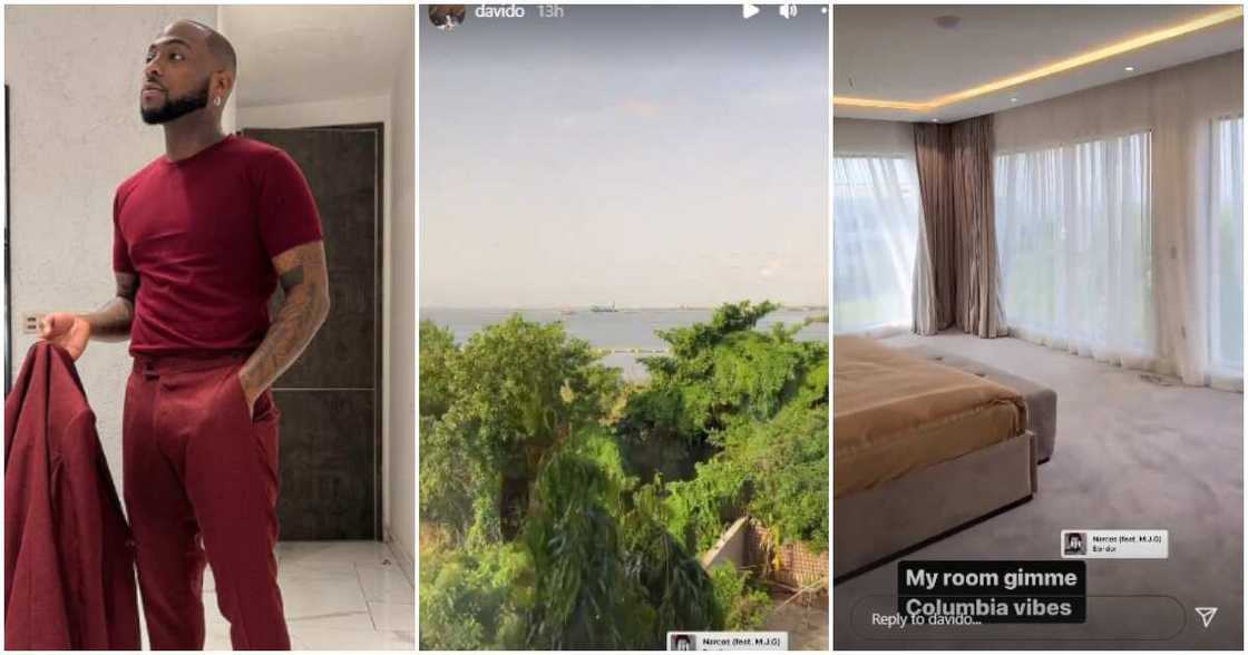 Davido's room overlooks the ocean