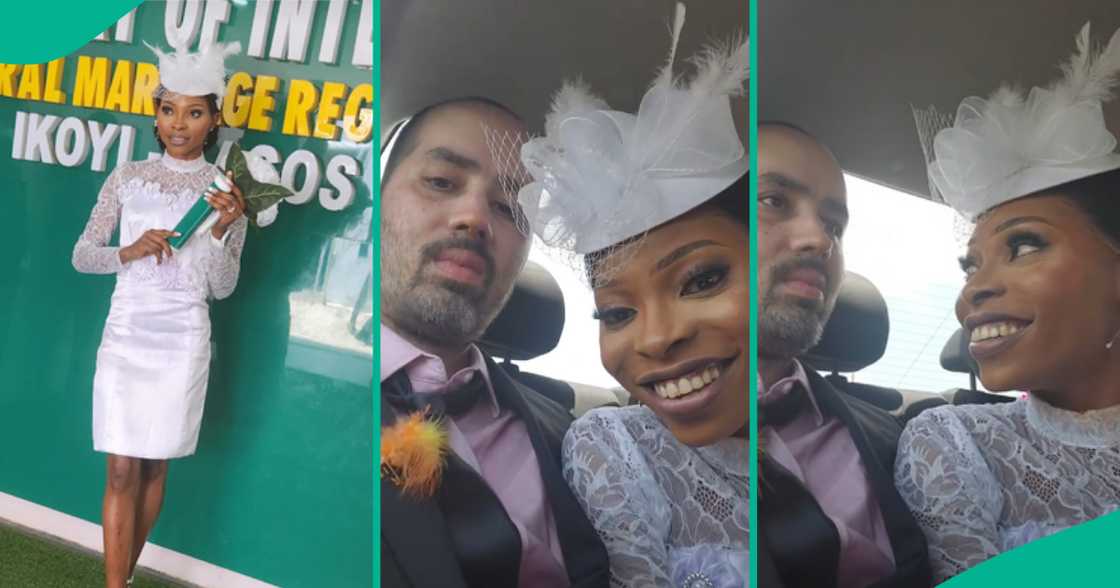 White man's facial expression after marrying Nigerian lady raises concern on social media White man's facial expression after marrying Nigerian lady raises concern on social media