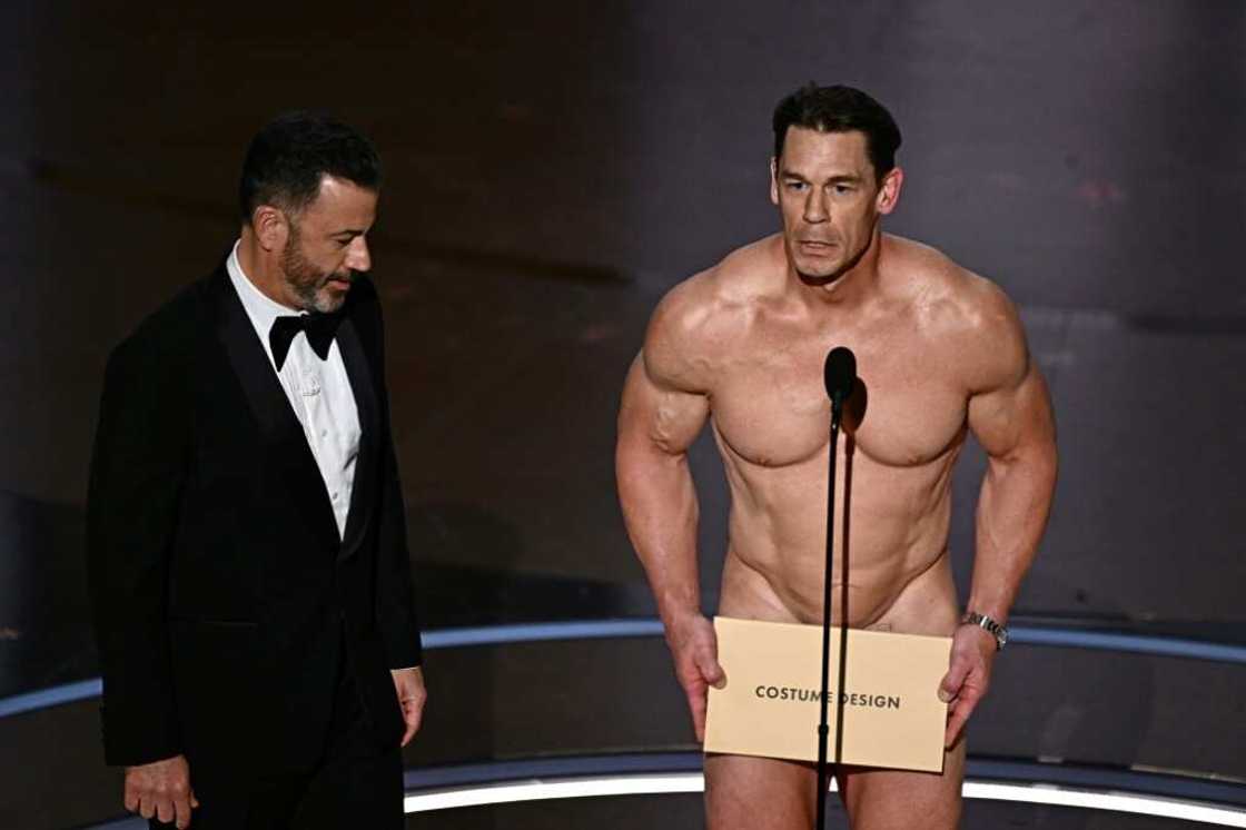 The Oscars, hosted by Jimmy Kimmel, featured a funny skit involving an (almost) naked John Cena The Oscars, hosted by Jimmy Kimmel, featured a funny skit involving an (almost) naked John Cena