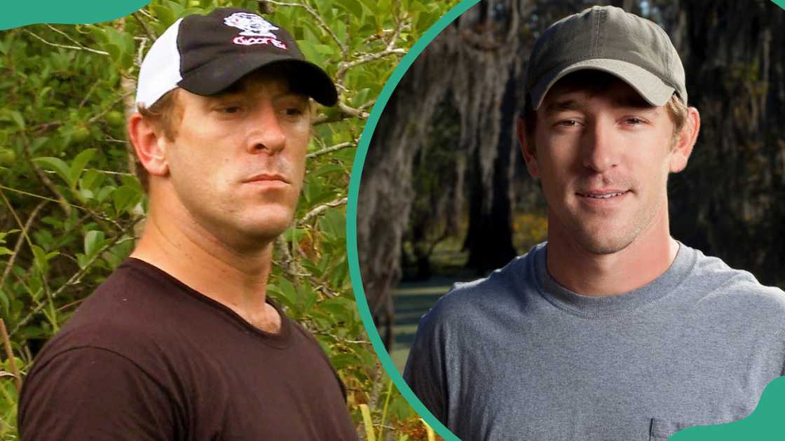 Chase Landry posing for a picture outdoors (L). Chase Landry in a grey T-shirt and cap (R).