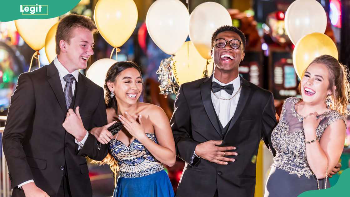 Teenagers having fun at a homecoming event Teenagers having fun at a homecoming event