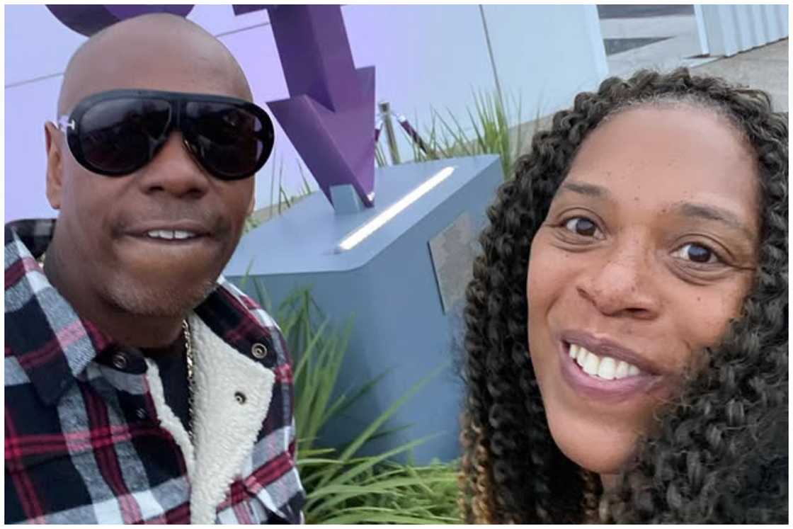 Dave Chappelle and his sister, Felicia, pose for a photo together