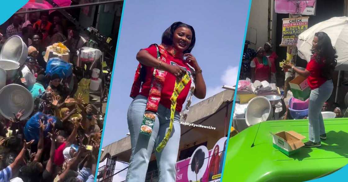 Nana Ama McBrown was mobbed by fans at Makola Market