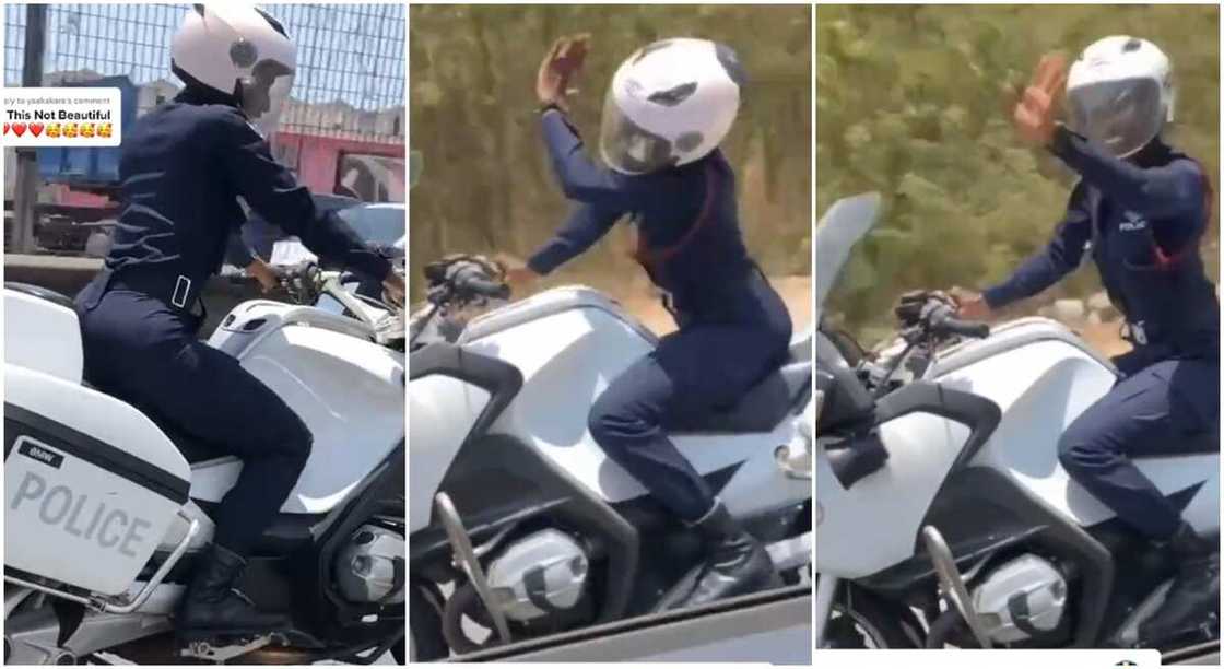 Photos of a policewoman riding a motorcycle. Photos of a policewoman riding a motorcycle.