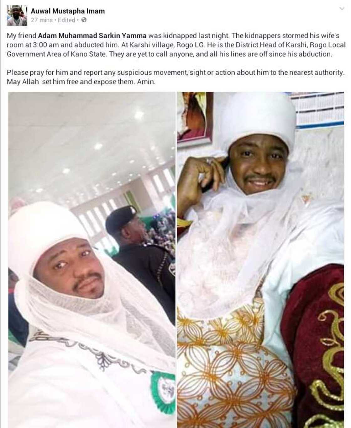 'Yan bindiga sun yi sace hakimi a Kano 'Yan bindiga sun yi sace hakimi a Kano