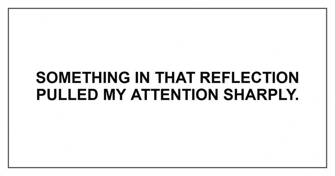 Something in that reflection pulled my attention sharply. Something in that reflection pulled my attention sharply.