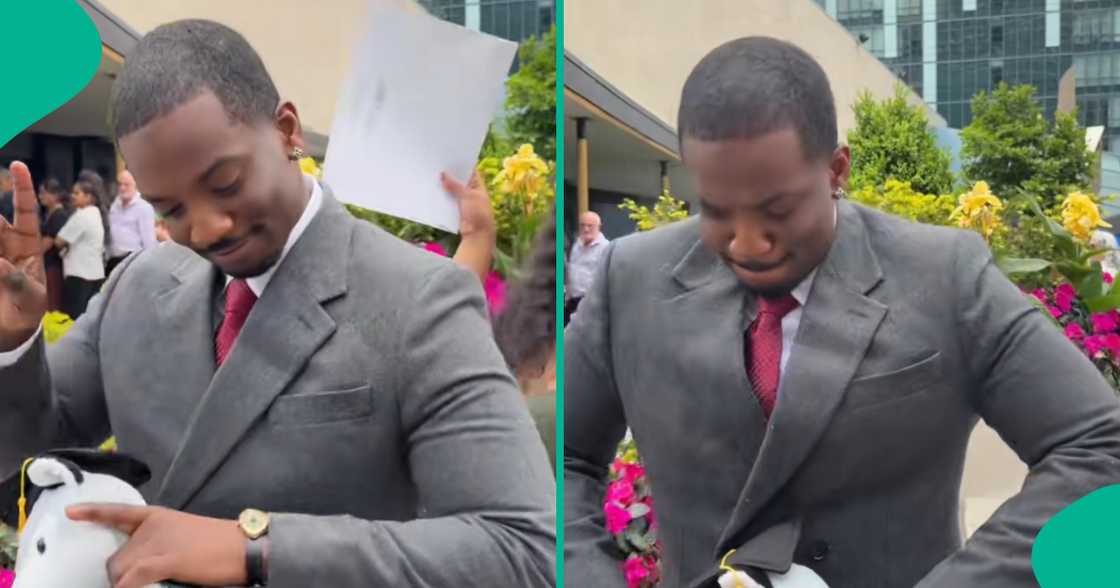 Abroad-based Nigerian man flaunts the new degree he bagged. Abroad-based Nigerian man flaunts the new degree he bagged.