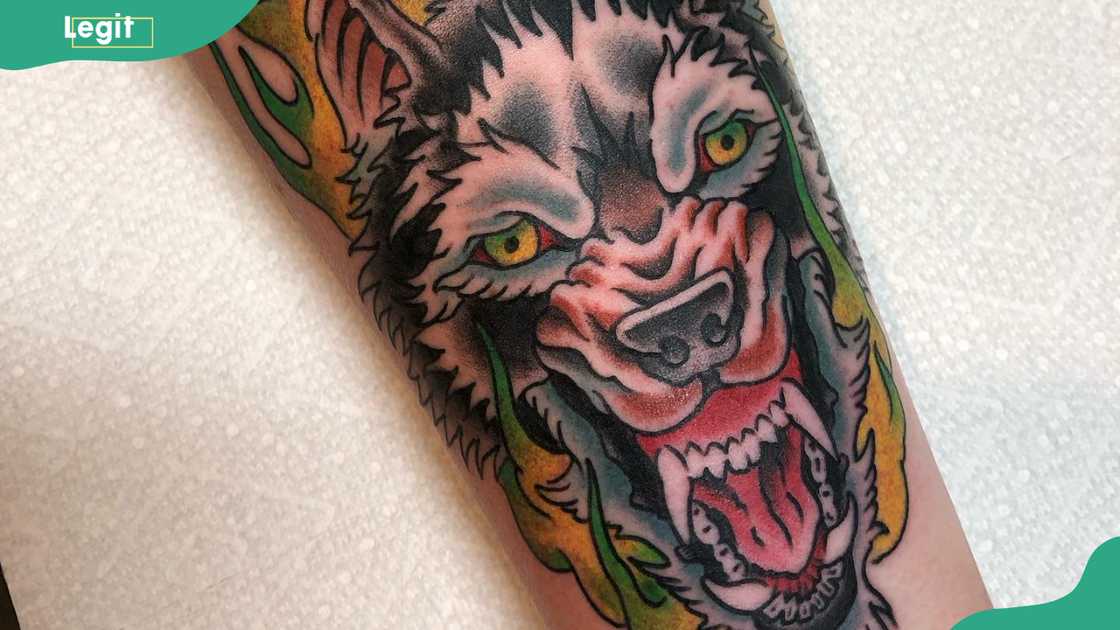 Traditional Fenrir tattoo