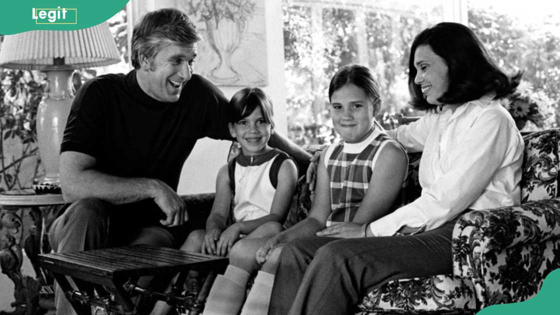 Leslie Nielsen at home with his wife, Alisande Ullman, and daughters Maura and Thea