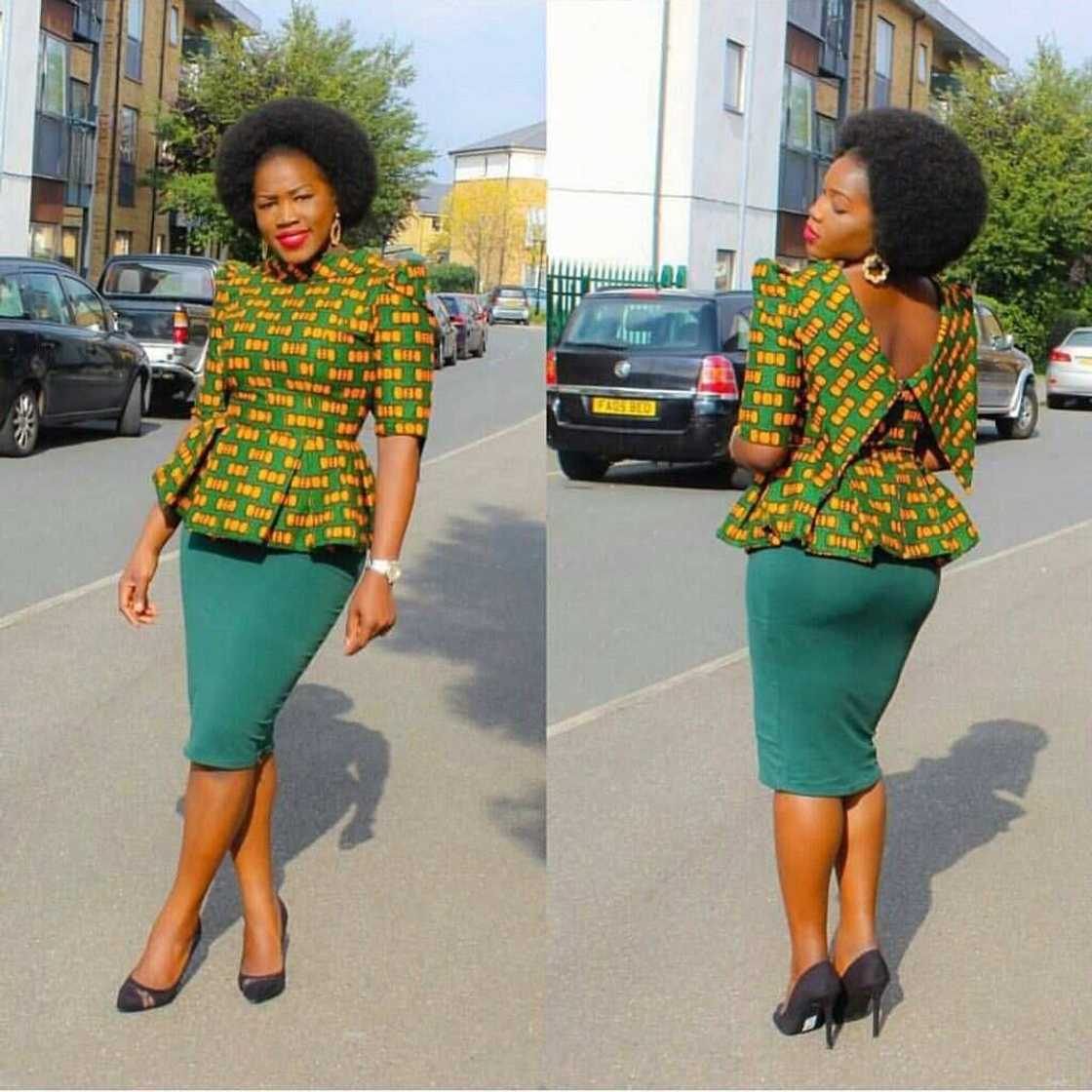 Ankara plain and patterned skirt and blouse Ankara plain and patterned skirt and blouse