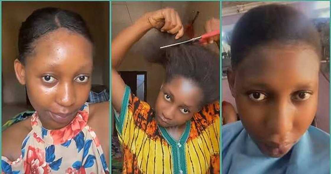 Lady cuts her hair following high cost of attachment Lady cuts her hair following high cost of attachment