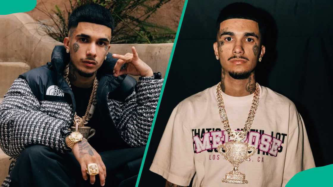 Rapper Peysoh wearing neck chains Rapper Peysoh wearing neck chains