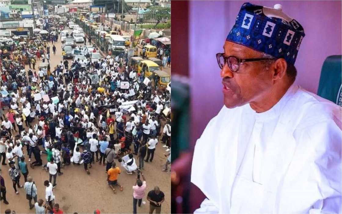 Ba na goyon bayan kai wa masu zanga-zanga hari - Buhari ga matasa Ba na goyon bayan kai wa masu zanga-zanga hari - Buhari ga matasa