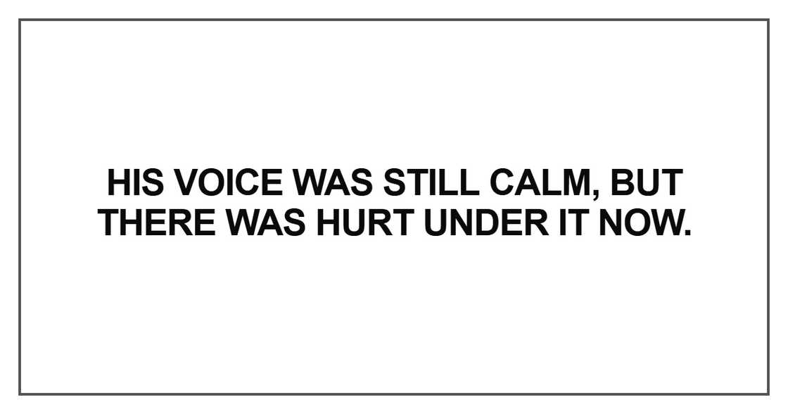His voice was still calm, but there was hurt under