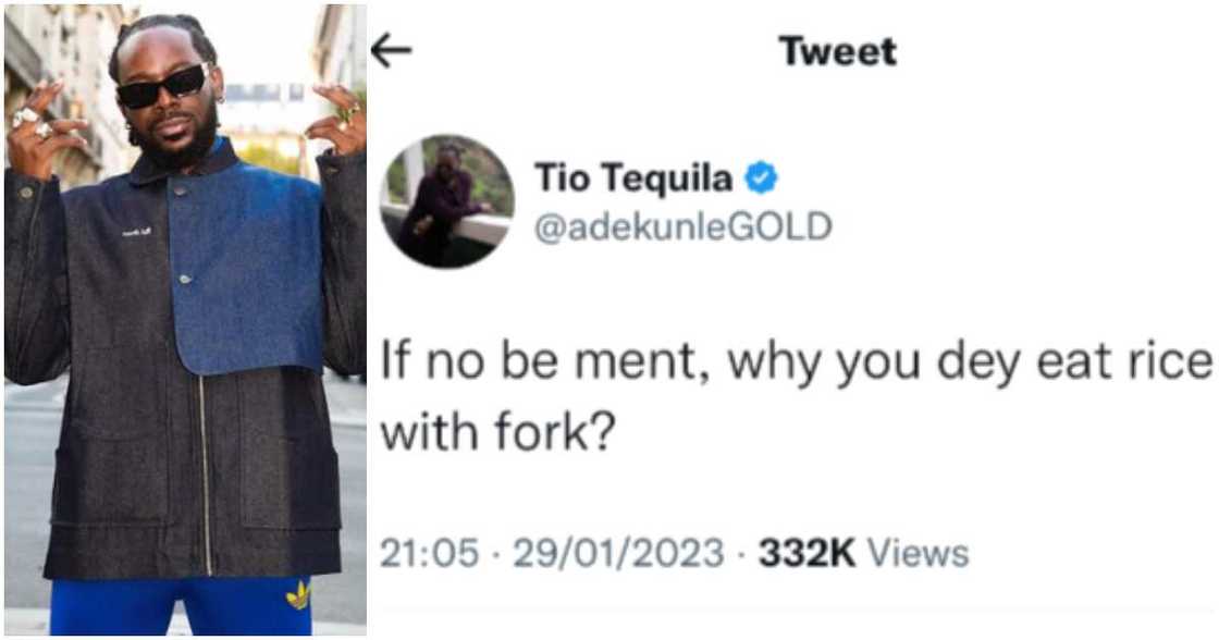 Adekunle Gold on using fork to eat rice. Adekunle Gold on using fork to eat rice.