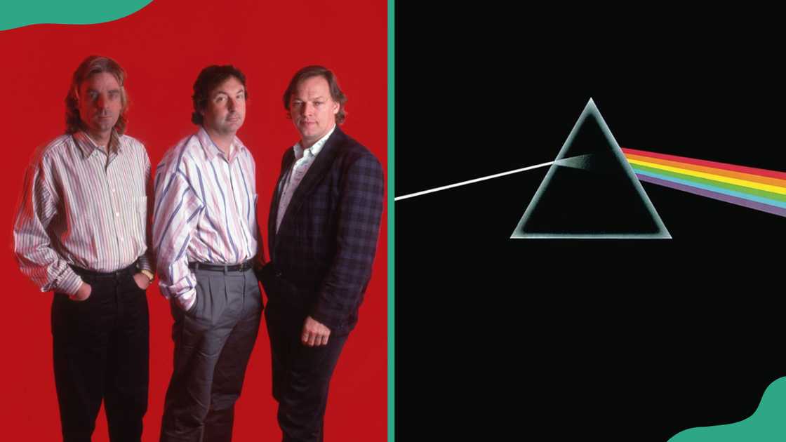 Pink Floyd band members (L). A cover photo of Pink Floyd album, The Dark Side of the Moon (R). Pink Floyd band members (L). A cover photo of Pink Floyd album, The Dark Side of the Moon (R).