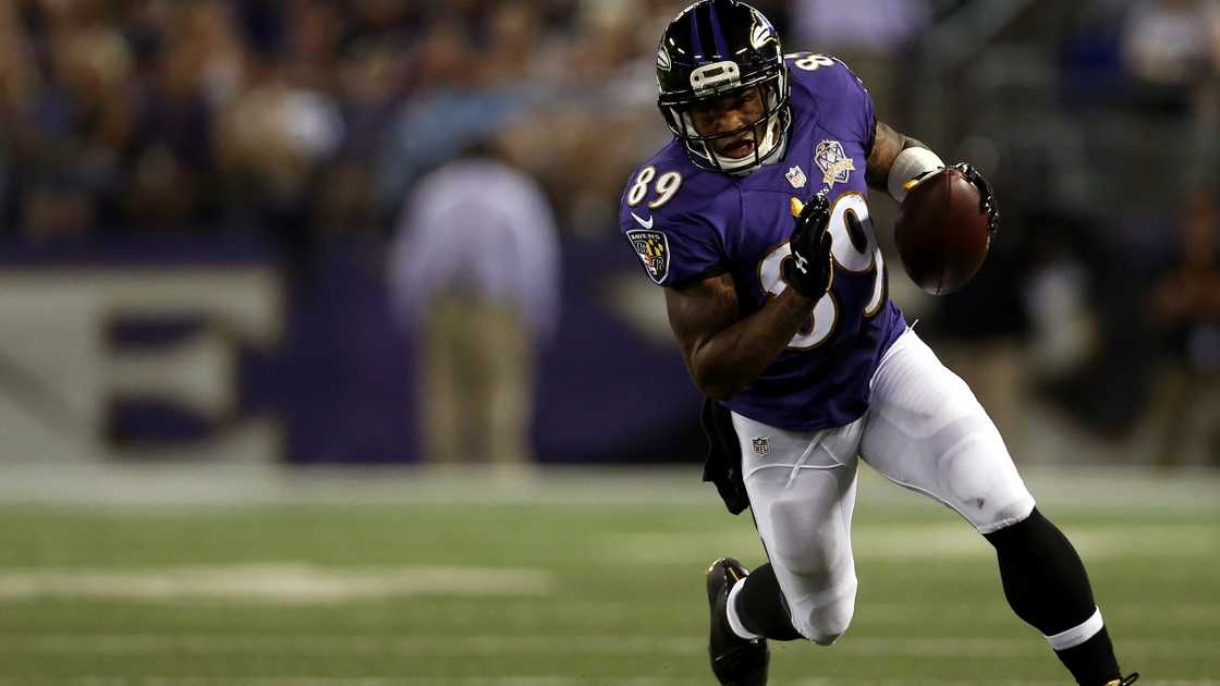 Wide receiver Steve Smith of the Baltimore Ravens carries the ball.