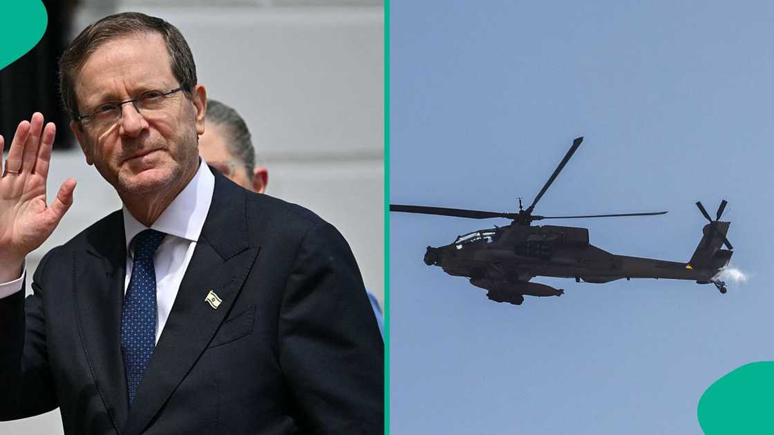 Israeli Air Force helicopter makes emergency landing after striking a flock of birds. Israeli Air Force helicopter makes emergency landing after striking a flock of birds.