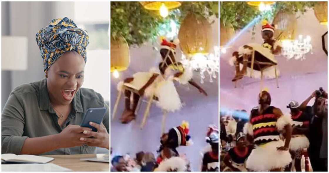 Dancer at wedding, dancer carries lad and chair with his mouth, dancer carries man with his mouth Dancer at wedding, dancer carries lad and chair with his mouth, dancer carries man with his mouth