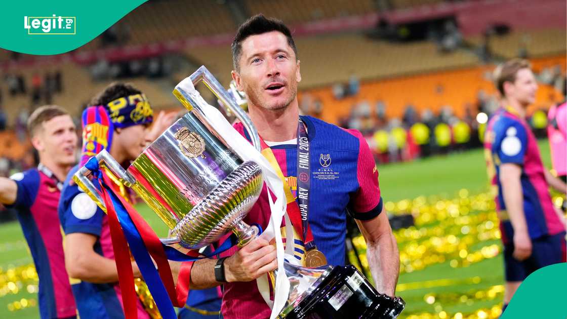 Robert Lewandowski, Barcelona, Real Madrid, Estadio de La Cartuja, Seville, Spain, Copa del Rey final Robert Lewandowski, Barcelona, Real Madrid, Estadio de La Cartuja, Seville, Spain, Copa del Rey final