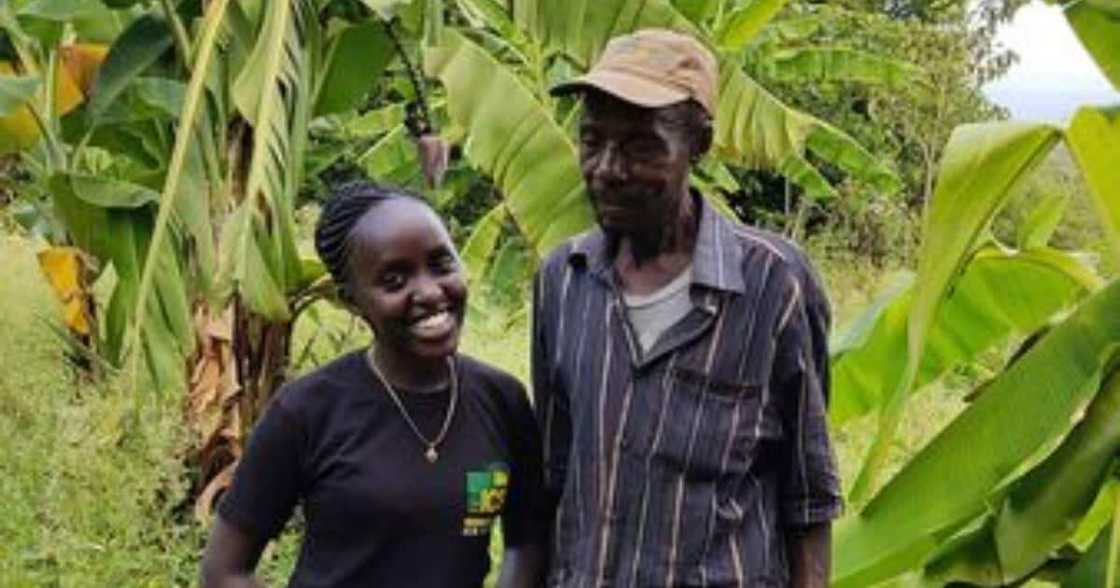 Emotional photos as lady reunites with dad who abandoned the family years ago