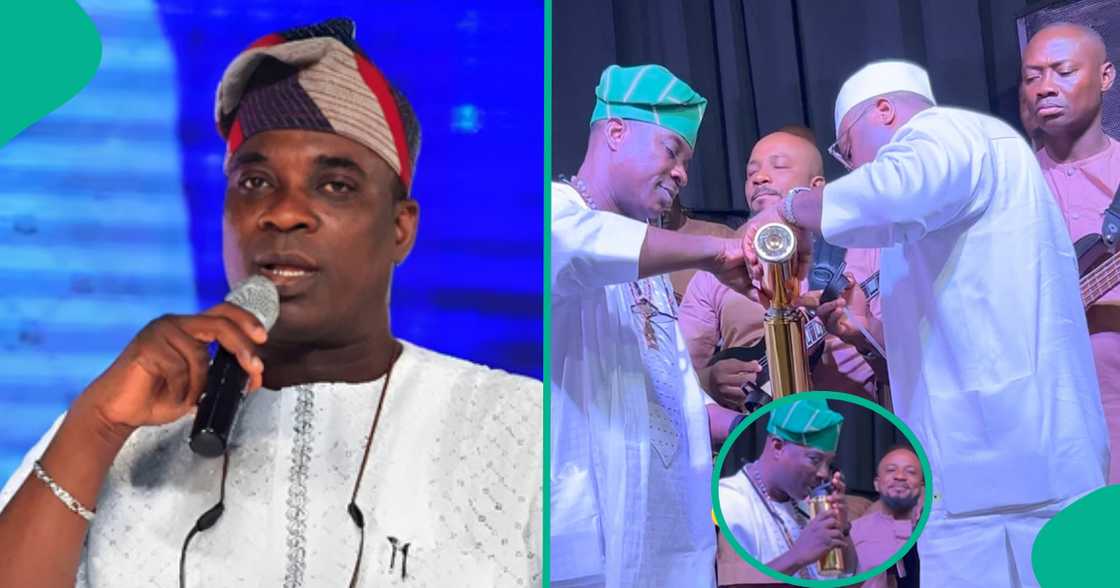 KWAM 1 spotted refilling his water flask at an event in Lagos.