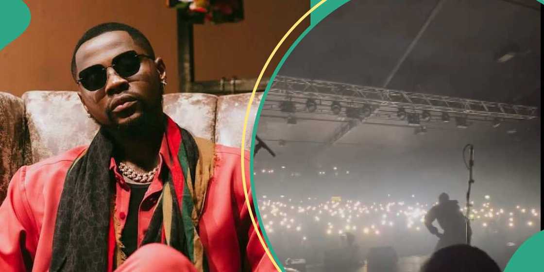 Kizz Daniel's stage performance causes a stir online.