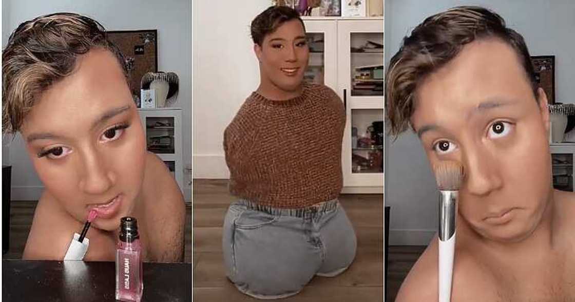 Makeup artist shows off talent, disabled make-up artist,no hands and legs Makeup artist shows off talent, disabled make-up artist,no hands and legs
