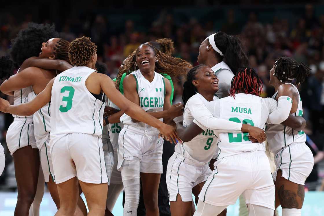 D'Tigress celebrate after beating Australia D'Tigress celebrate after beating Australia