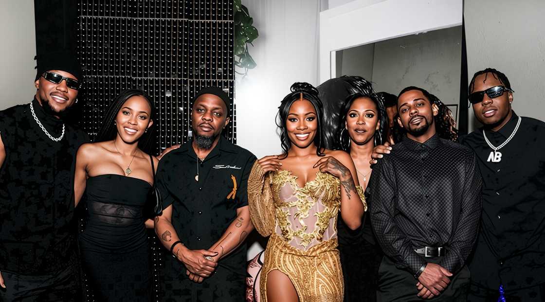Saquon Barkley's parents and siblings pose standing in black and gold outfits Saquon Barkley's parents and siblings pose standing in black and gold outfits