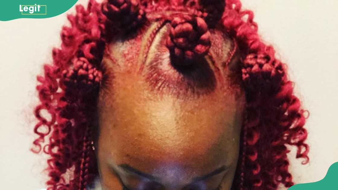 Red Crochet with Bantu Knots and Fulani Braids