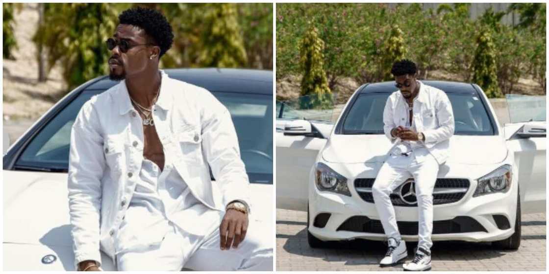 Photos of Neo Akpofure and his car. Photos of Neo Akpofure and his car.