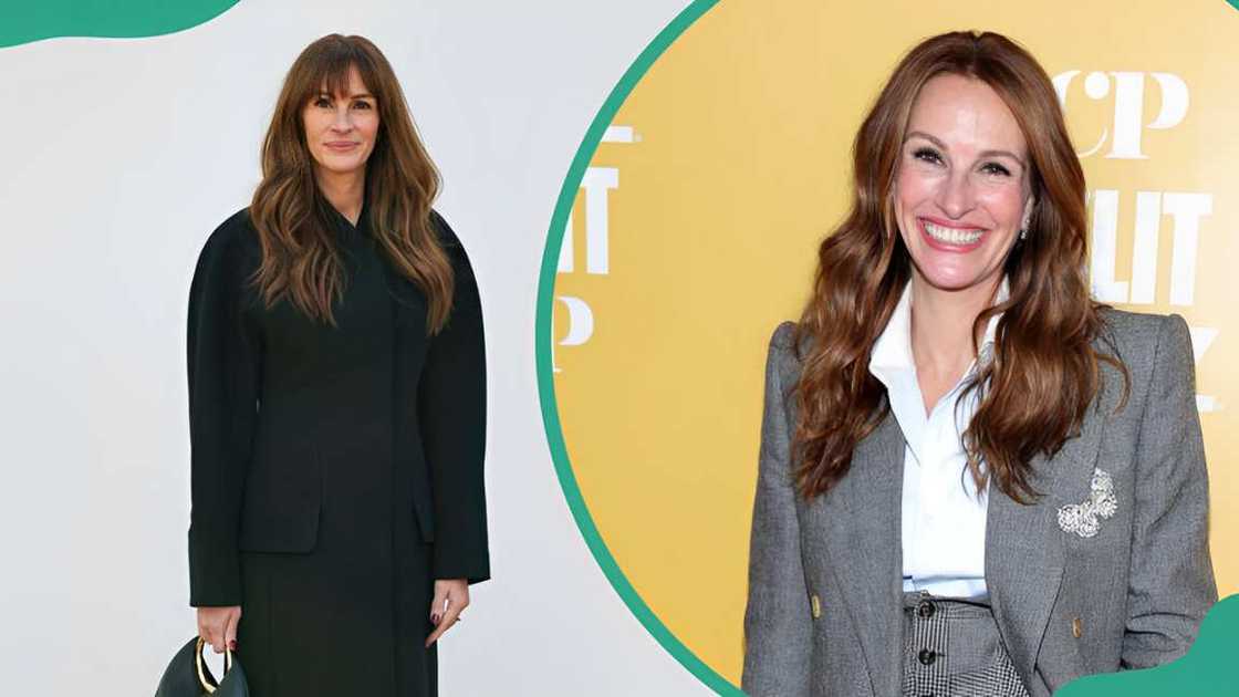 Julia Roberts at Maeght Foundation, in Saint-Paul-de-Vence, southern France (L). Julia Roberts at the GASLIT World Premiere in New York City (R).