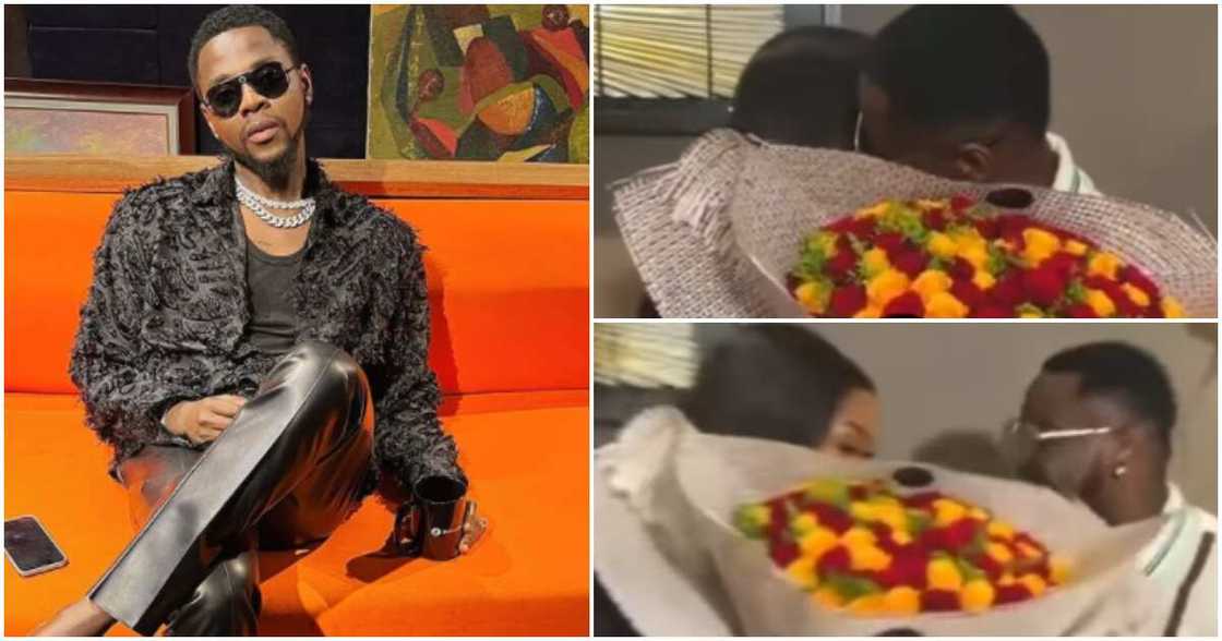Kizz Daniel and flower lady Kizz Daniel and flower lady