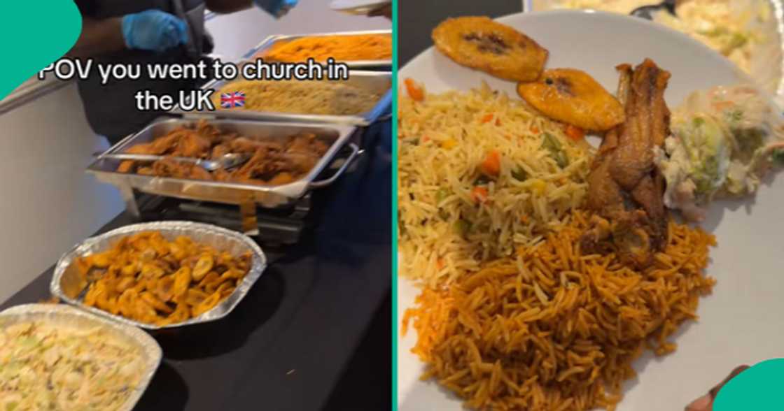 Nigerian lady posts the moment a church in UK served food to congregants. Nigerian lady posts the moment a church in UK served food to congregants.