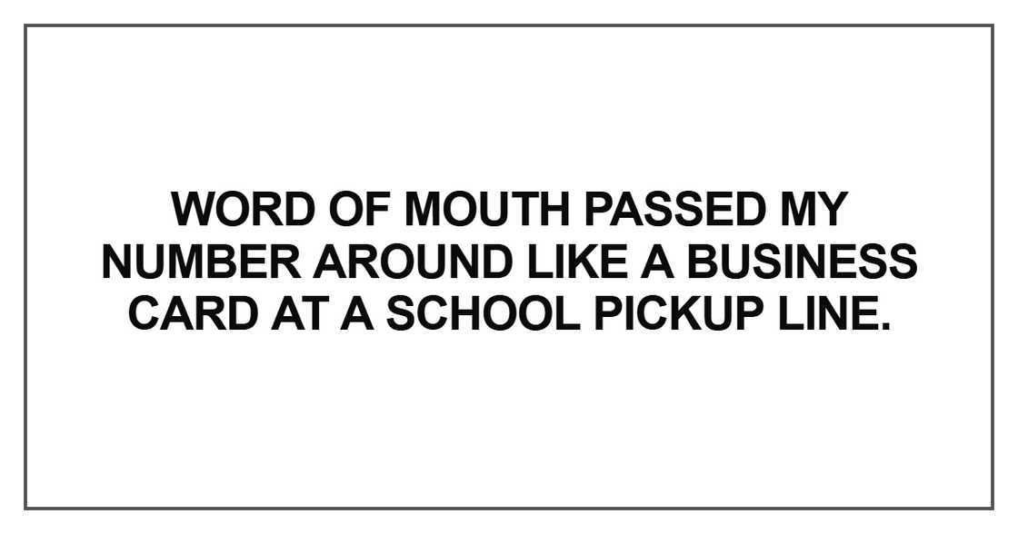 Word of mouth passed my number