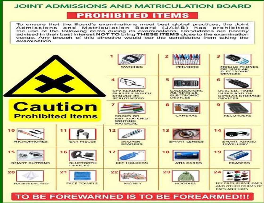 UTME 2022, Prohibited Items Candidates, Exam Venue UTME 2022, Prohibited Items Candidates, Exam Venue