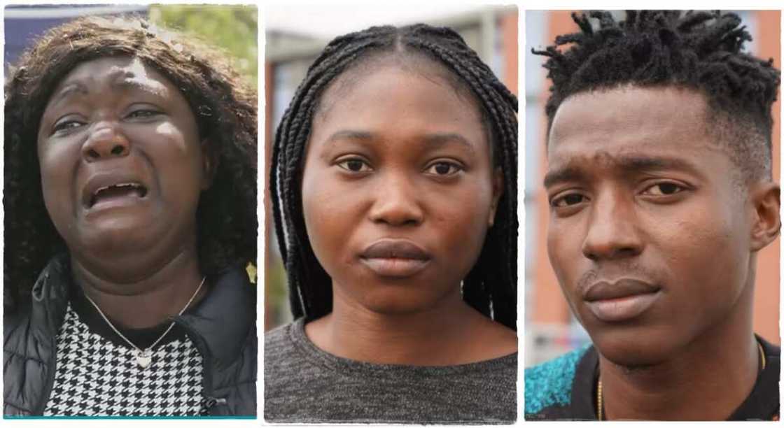 Photos of Omolade Olaitan, Emmanuel Okohoboh and Paulette Ojogun, who are facing deportation from the UK.